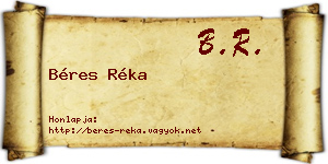 Béres Réka névjegykártya