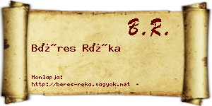 Béres Réka névjegykártya